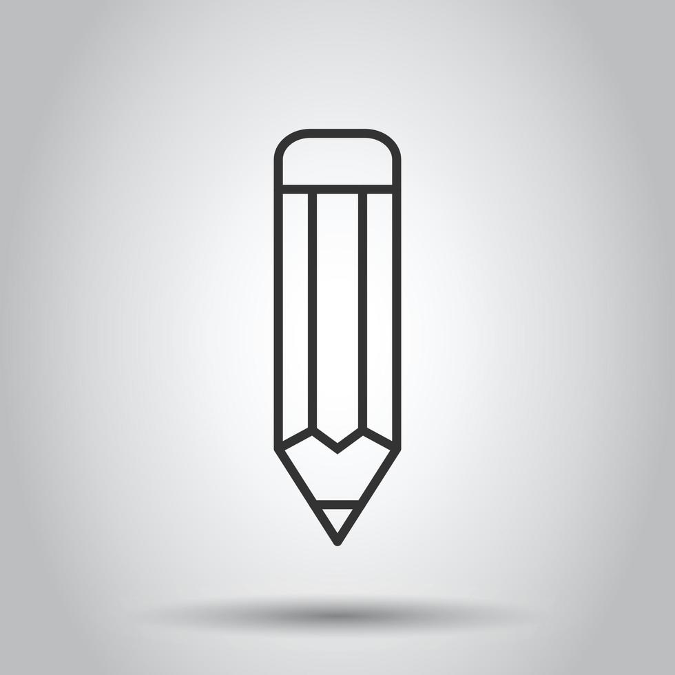 Pencil icon in flat style. Pen vector illustration on white isolated background. Drawing business concept.