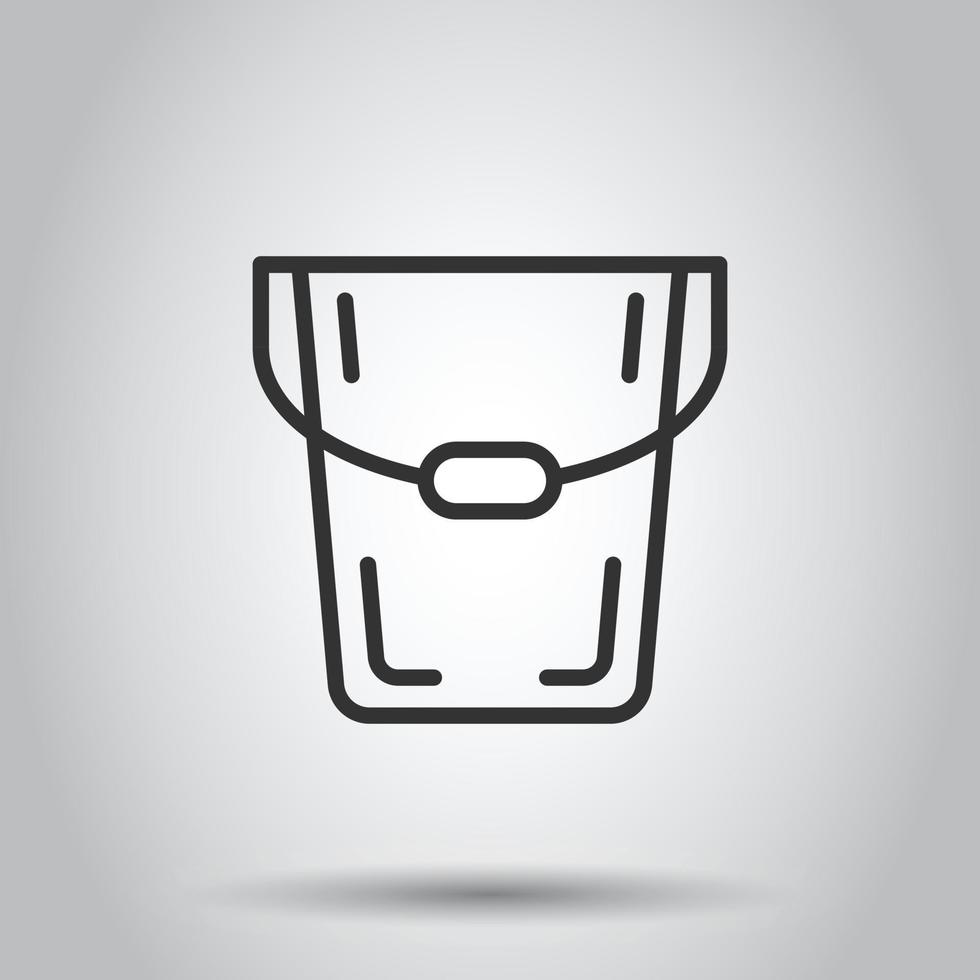 Bucket icon in flat style. Garbage pot vector illustration on white isolated background. Pail business concept.