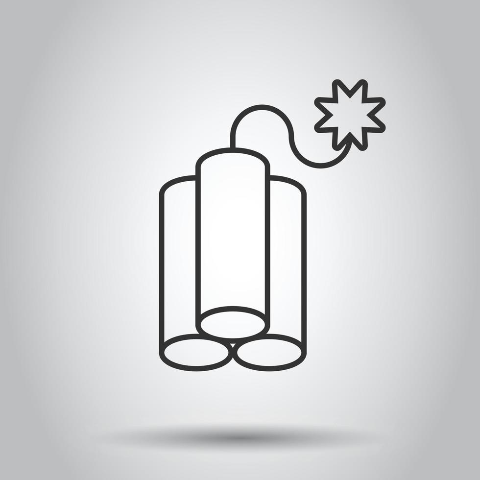 Bomb icon in flat style. Dynamite vector illustration on white isolated background. C4 tnt business concept.