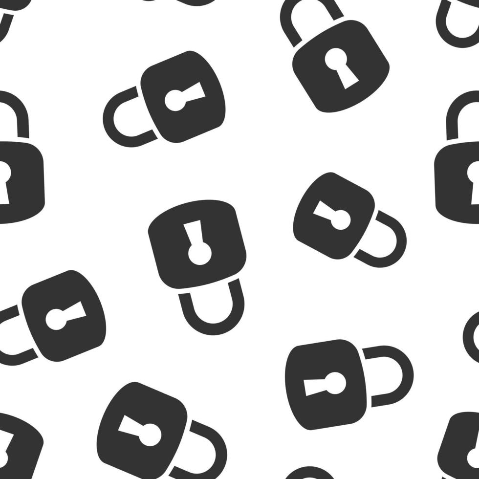 Padlock icon in flat style. Lock vector illustration on white isolated background. Private seamless pattern business concept.