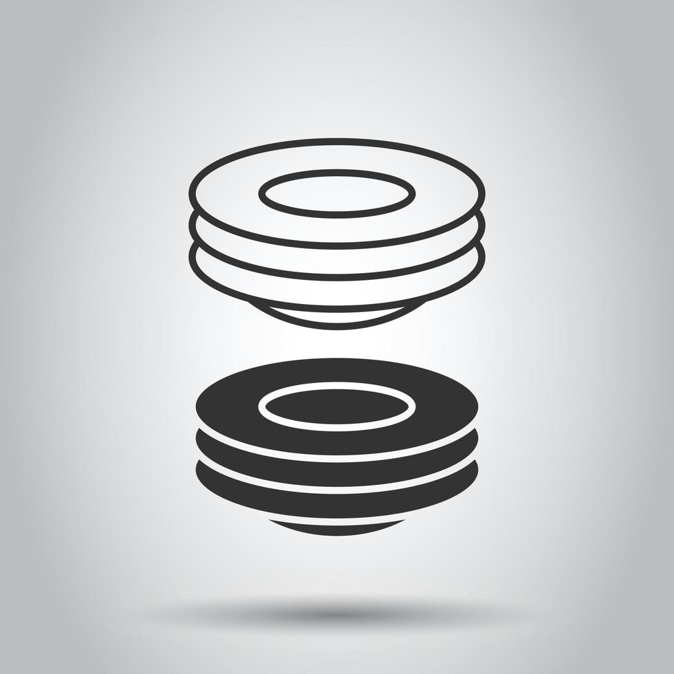 Plate icon in flat style. Dish vector illustration on white isolated background. Tableware business concept.