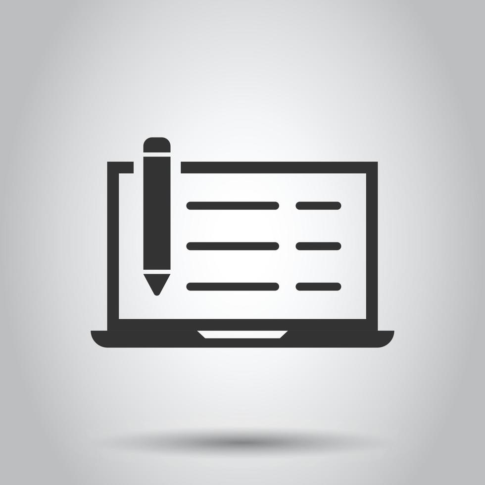 Blogging icon in flat style. Social media communication vector illustration on white isolated background. Content business concept.