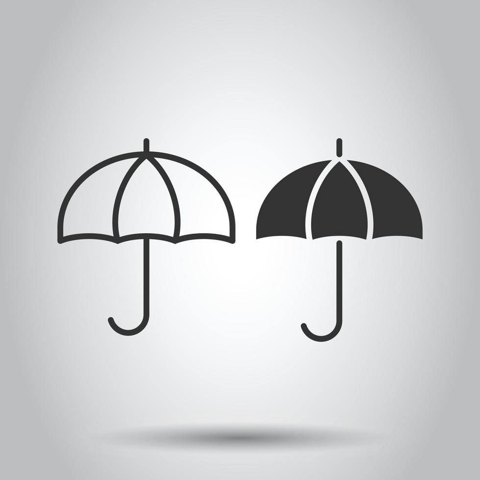 icono de paraguas en estilo plano. ilustración de vector de sombrilla sobre fondo blanco aislado. concepto de negocio de dosel.