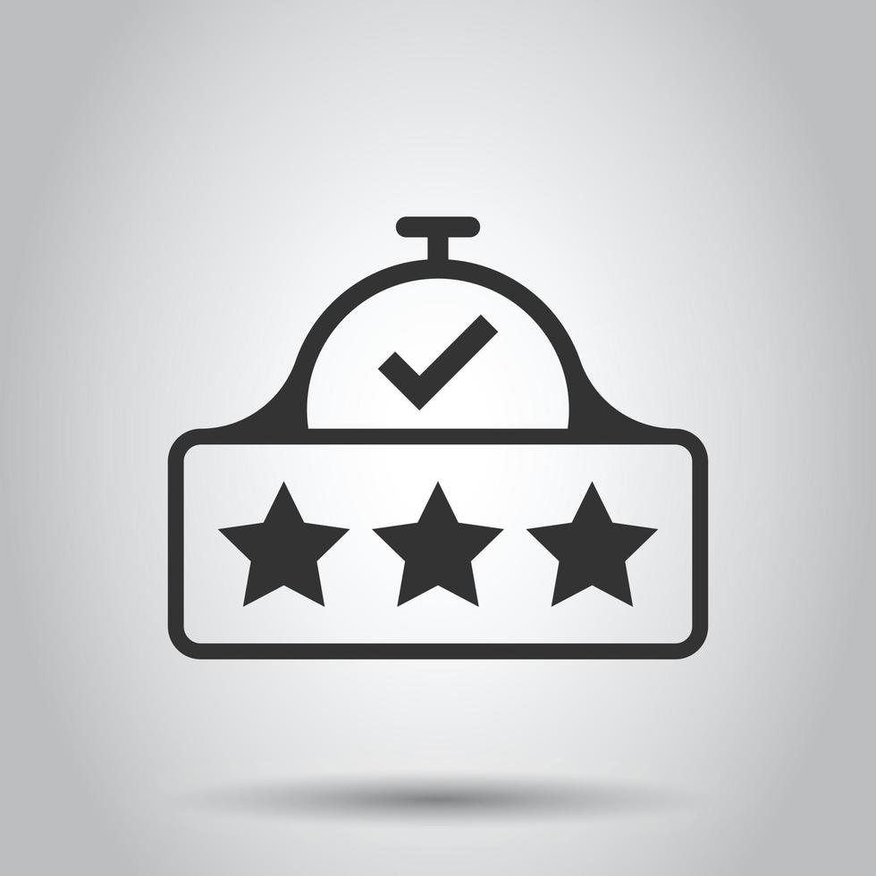 Rating result icon in flat style. Clock with stars vector illustration on white isolated background. Satisfaction business concept.