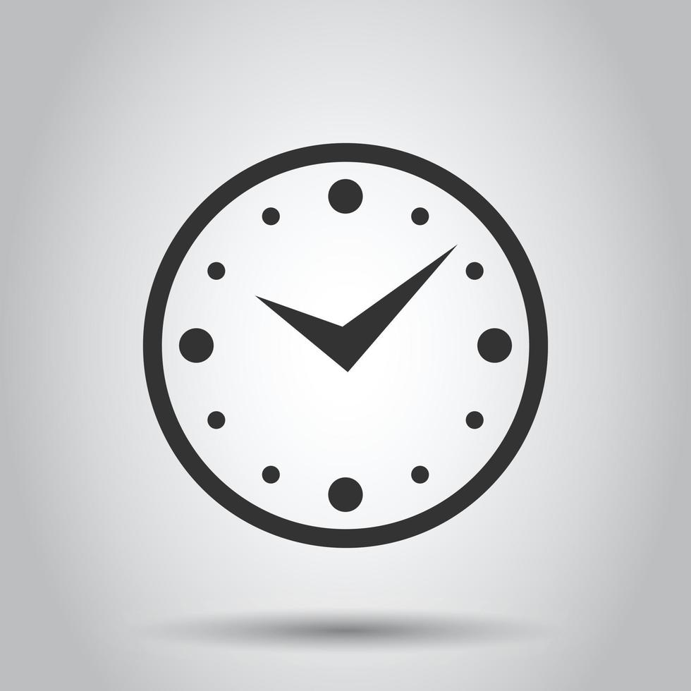 Clock icon in flat style. Watch vector illustration on white isolated background. Timer business concept.