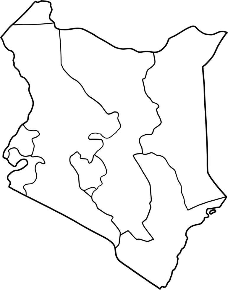 doodle freehand drawing of kenya map. png