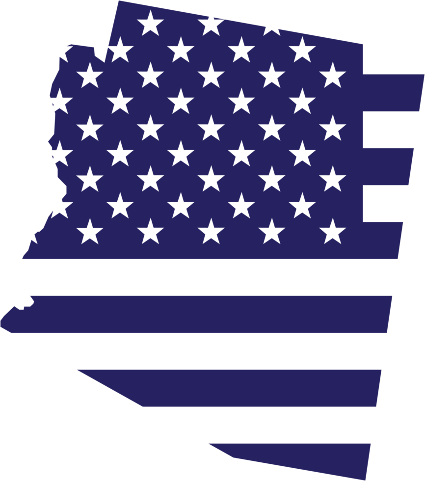 outline drawing of arizona state map on usa flag. png