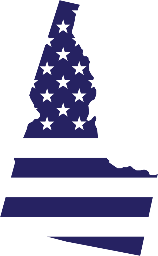 outline drawing of idaho state map on usa flag. png