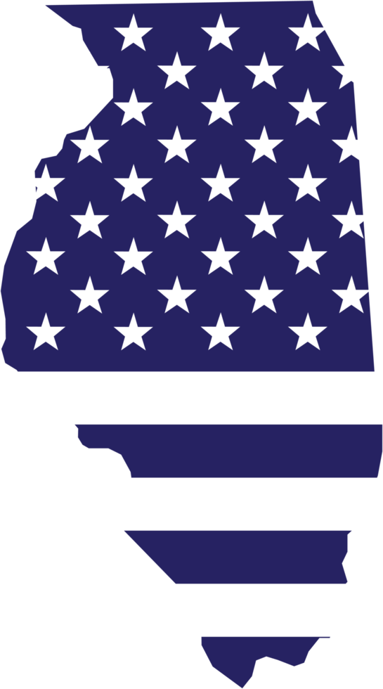 outline drawing of illinois state map on usa flag. png