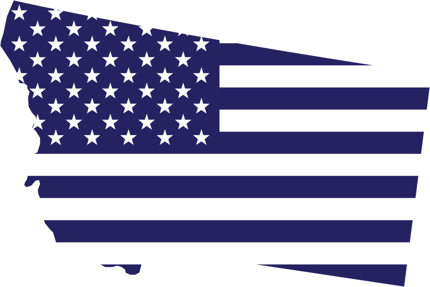 outline drawing of montana state map on usa flag. png