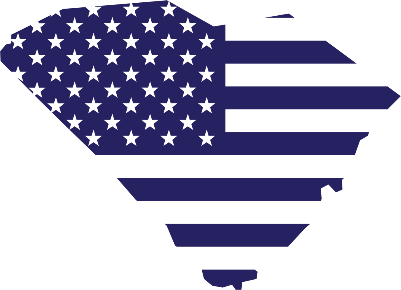 outline drawing of south carolina state map on usa flag. png