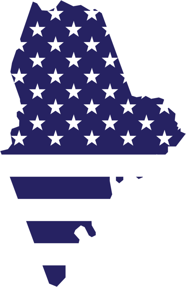 outline drawing of maine state map on usa flag. png