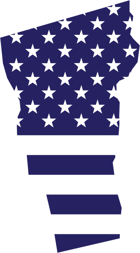 outline drawing of vermont state map on usa flag. png