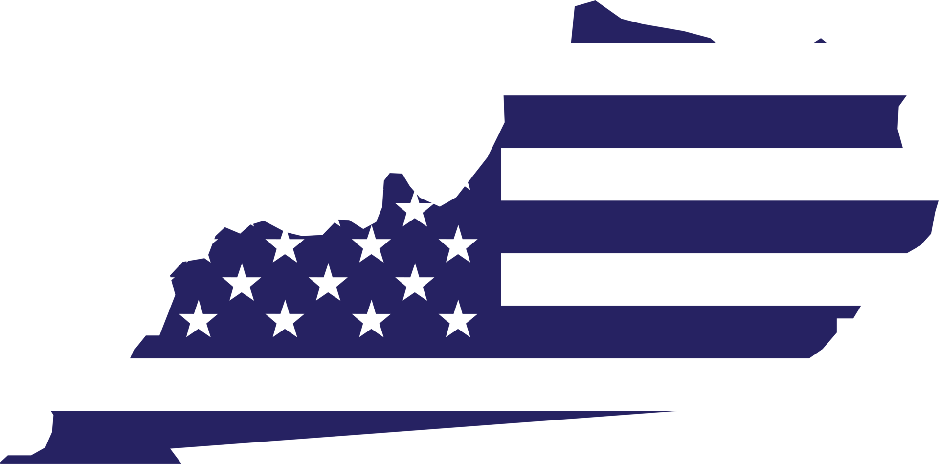 outline drawing of kentucky state map on usa flag. png