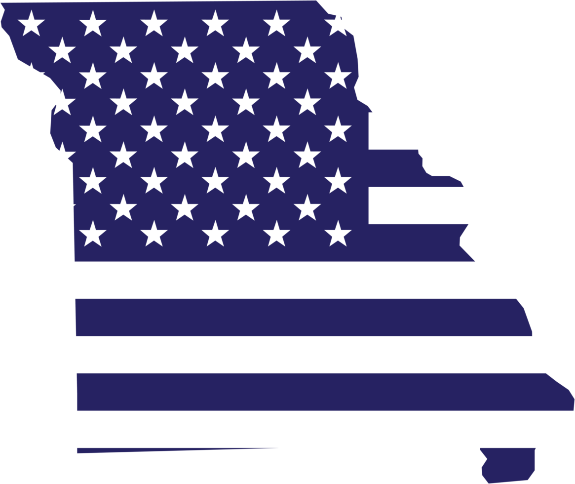 outline drawing of missouri state map on usa flag. png
