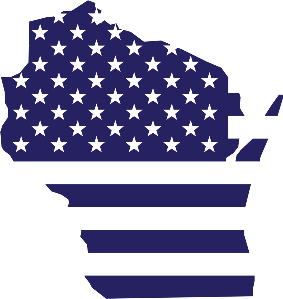 outline drawing of wisconsin state map on usa flag. png