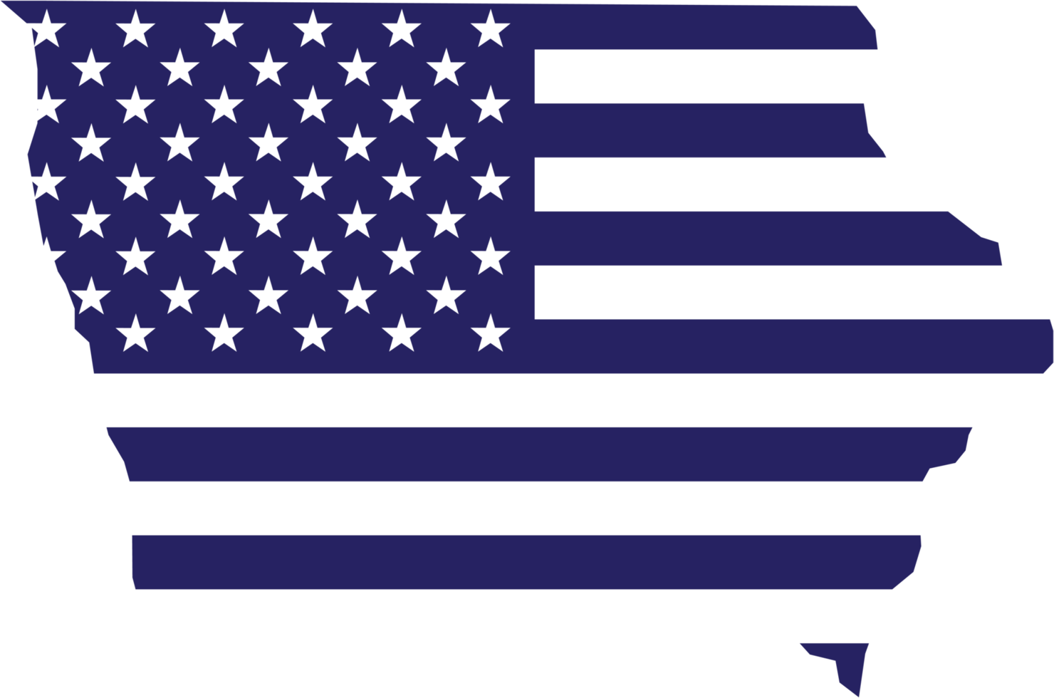 outline drawing of iowa state map on usa flag. png