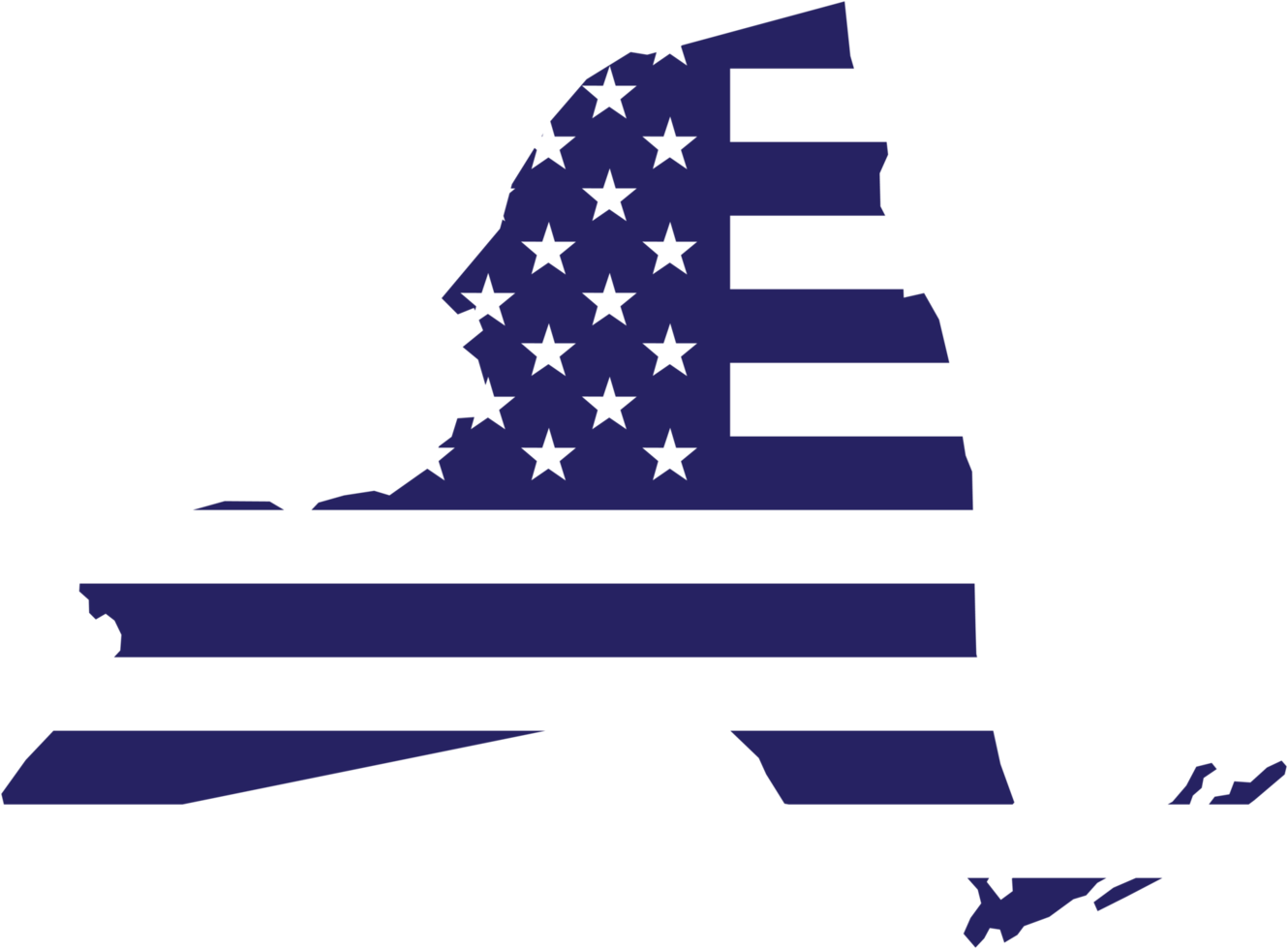 dessin de contour de la carte de l'état de new york sur le drapeau des états-unis. png