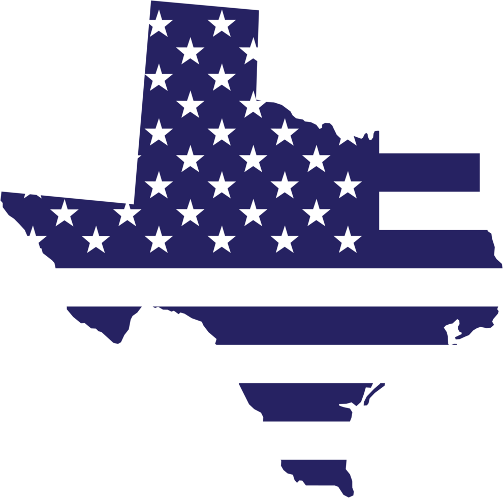 outline drawing of texas state map on usa flag. png