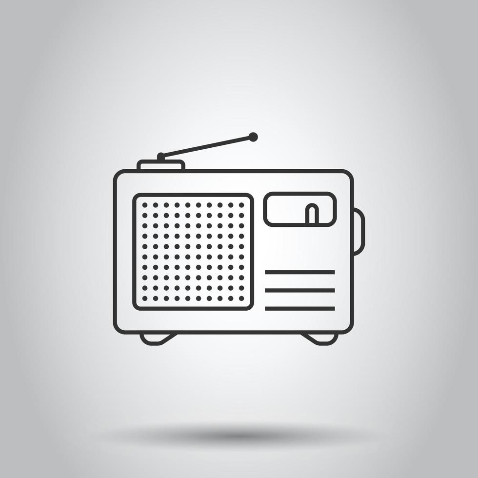 Radio icon in flat style. Fm broadcast vector illustration on white isolated background. Radiocast business concept.