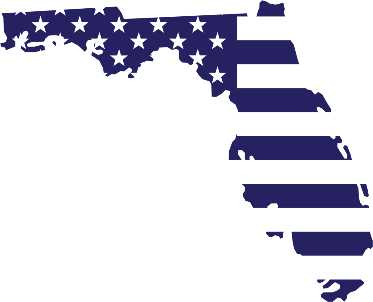 outline drawing of florida state map on usa flag. png