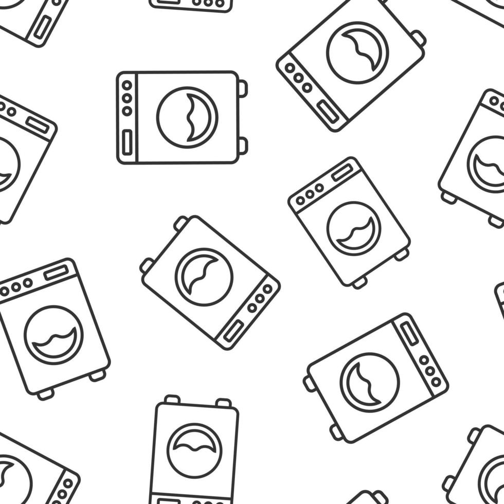 Washing machine icon in flat style. Washer vector illustration on white isolated background. Laundry seamless pattern business concept.
