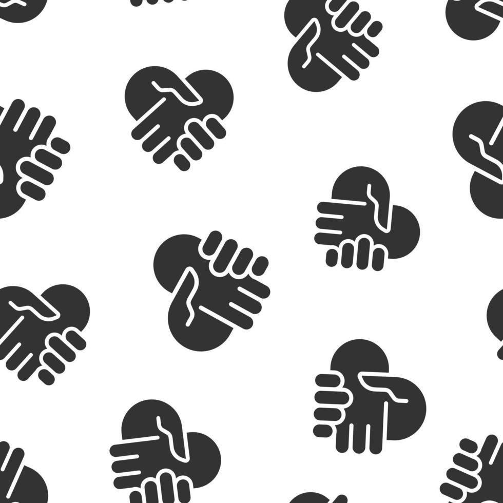 Handshake icon in flat style. Partnership deal vector illustration on white isolated background. Agreement seamless pattern business concept.