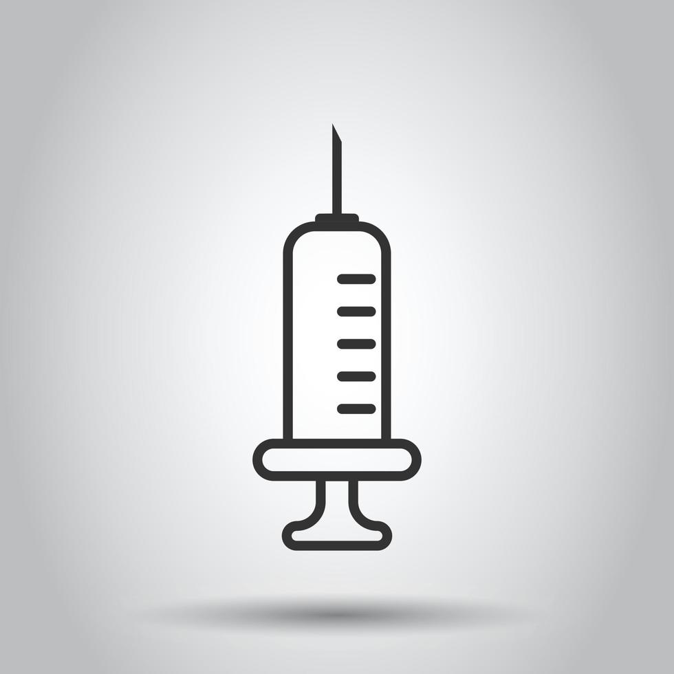 Syringe icon in flat style. Inject needle vector illustration on white isolated background. Drug dose business concept.