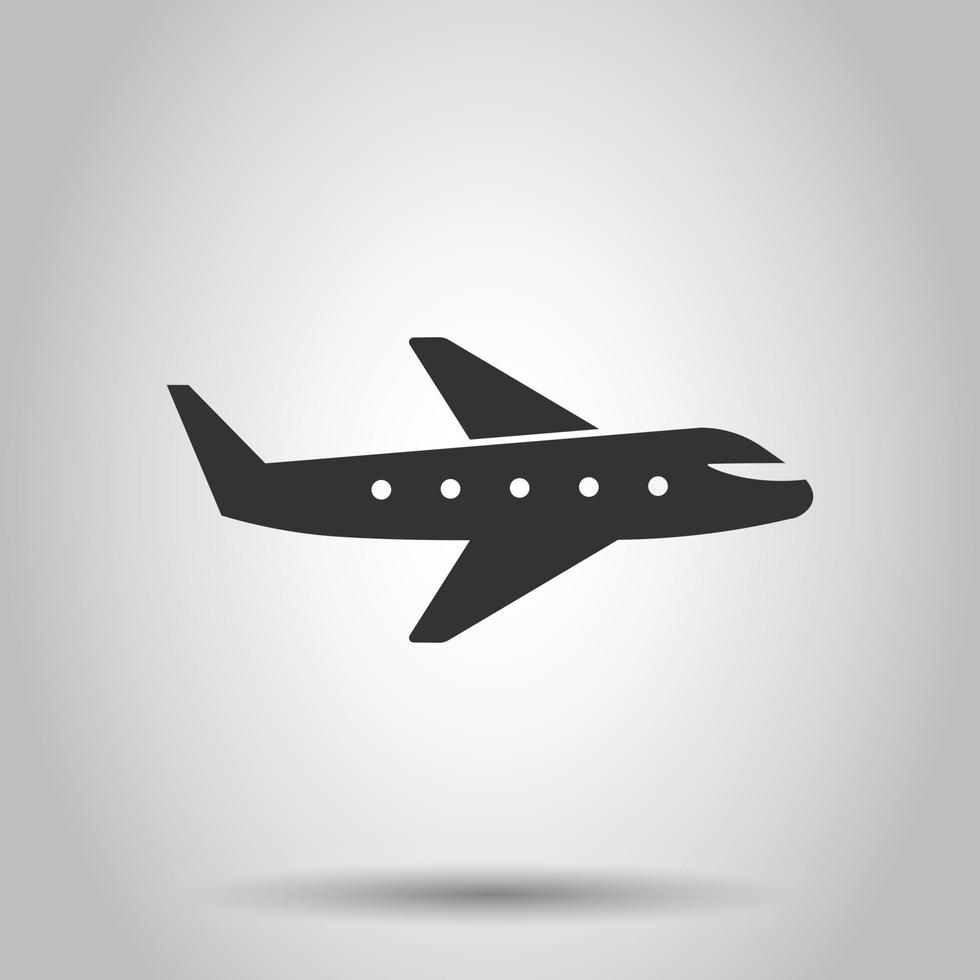 Plane icon in flat style. Airplane vector illustration on white isolated background. Flight airliner business concept.