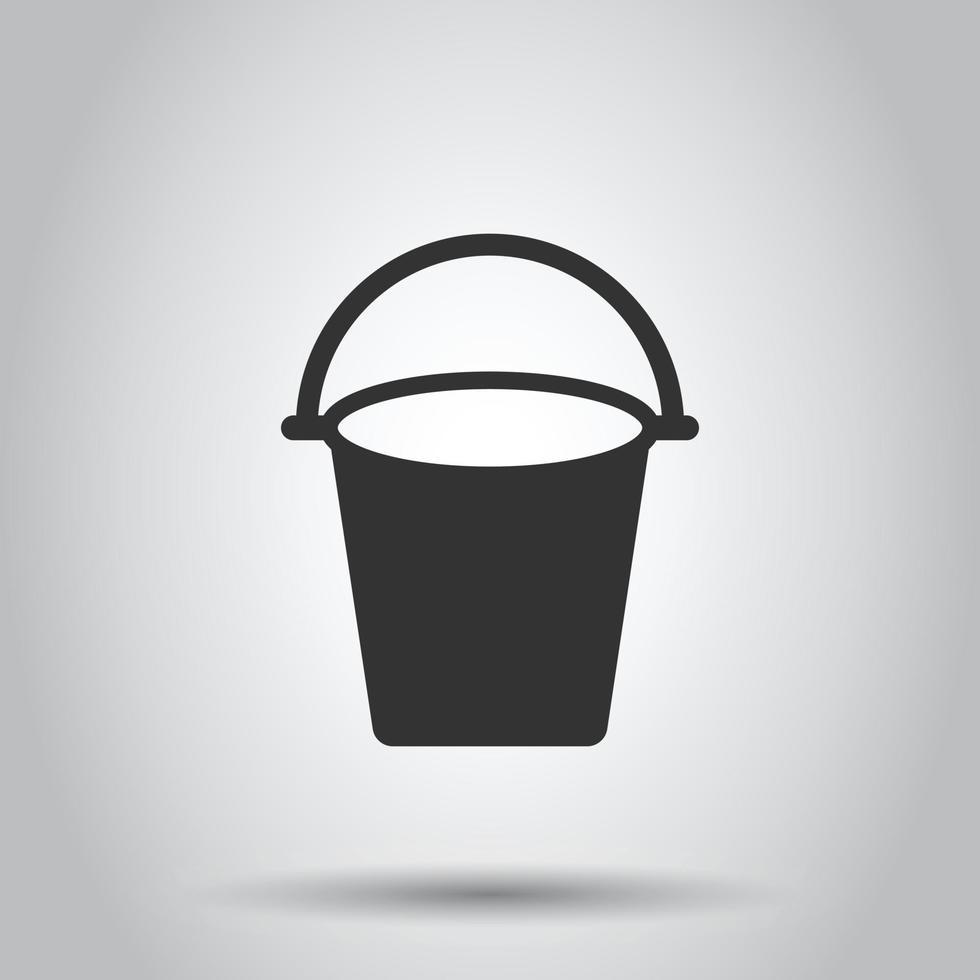 Bucket icon in flat style. Garbage pot vector illustration on white isolated background. Pail business concept.