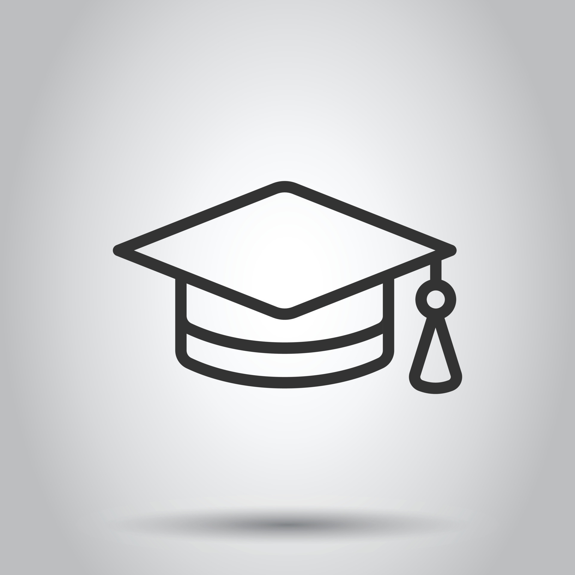 Graduation hat icon in flat style. Student cap vector illustration on
