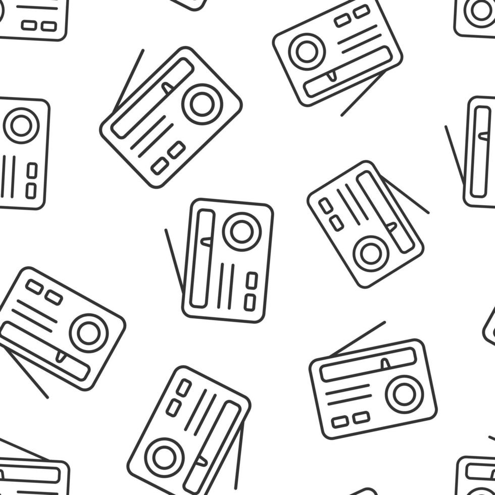 Radio icon in flat style. Fm broadcast vector illustration on white isolated background. Radiocast seamless pattern business concept.