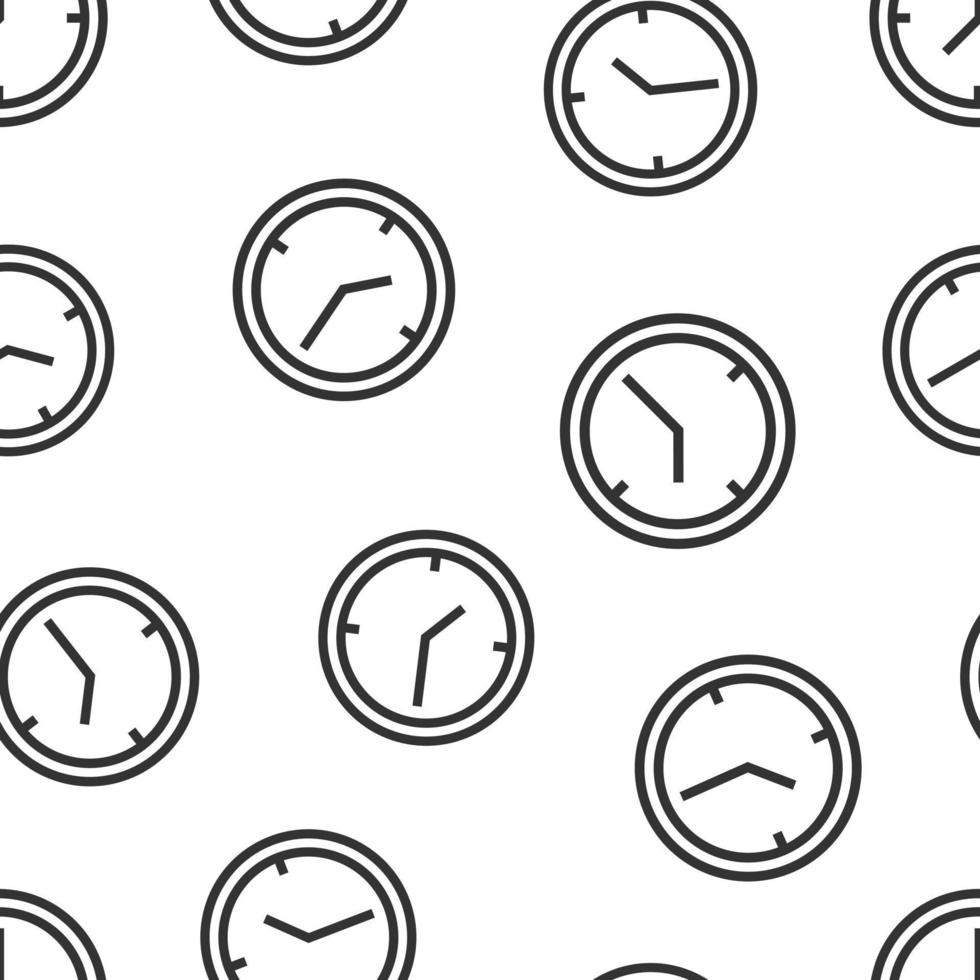 Clock icon in flat style. Watch vector illustration on white isolated background. Timer seamless pattern business concept.