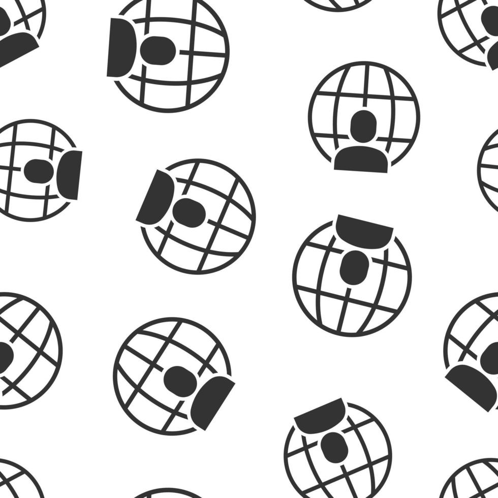 People global icon in flat style. World communication vector illustration on white isolated background. Cooperation seamless pattern business concept.