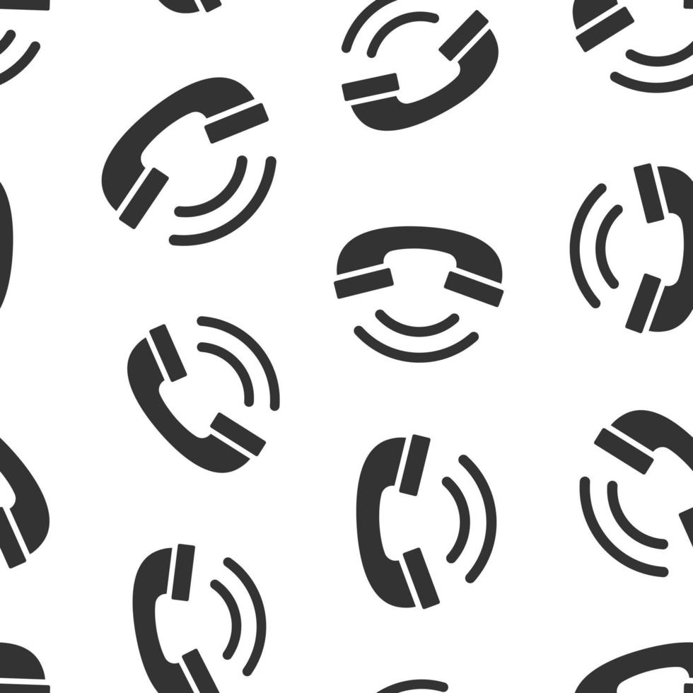 Mobile phone icon in flat style. Telephone talk vector illustration on white isolated background. Hotline contact seamless pattern business concept.