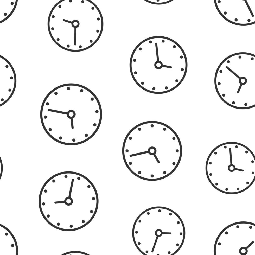 Clock icon in flat style. Watch vector illustration on white isolated background. Timer seamless pattern business concept.