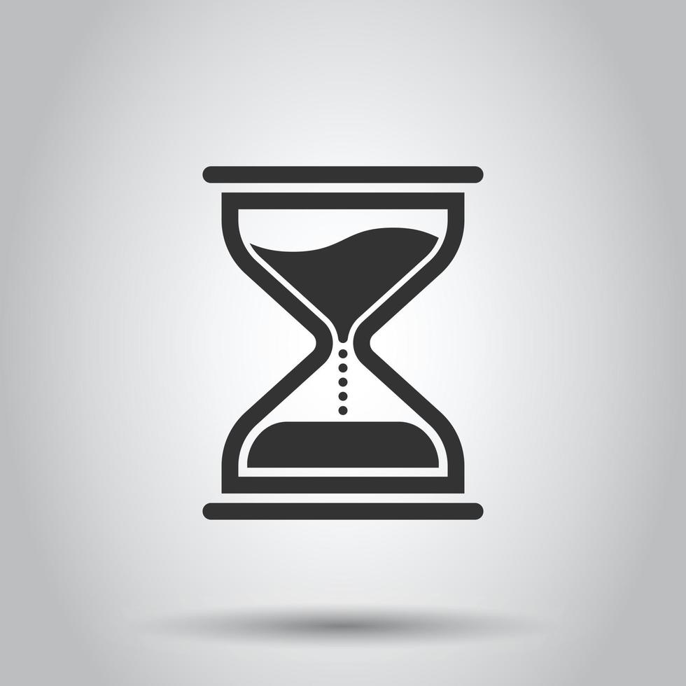 Hourglass icon in flat style. Sandglass vector illustration on white isolated background. Clock business concept.