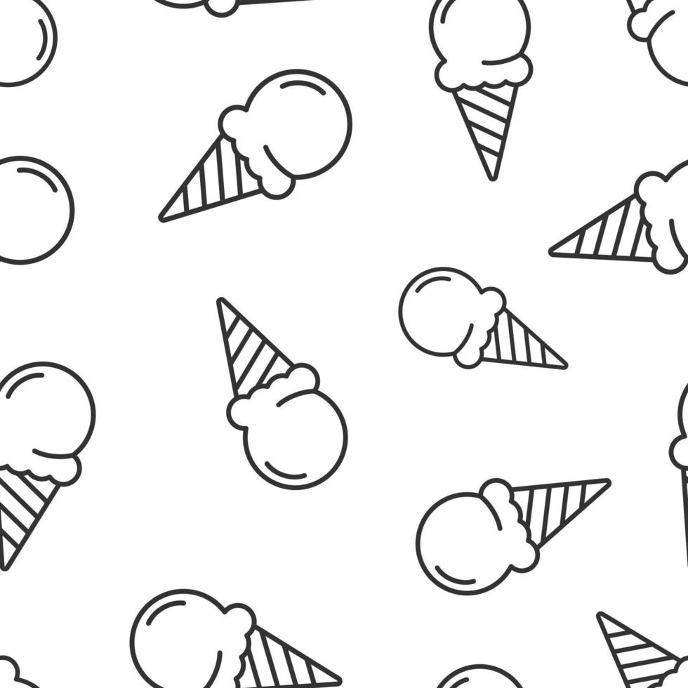 Ice cream icon in flat style. Sundae vector illustration on white isolated background. Sorbet dessert seamless pattern business concept.