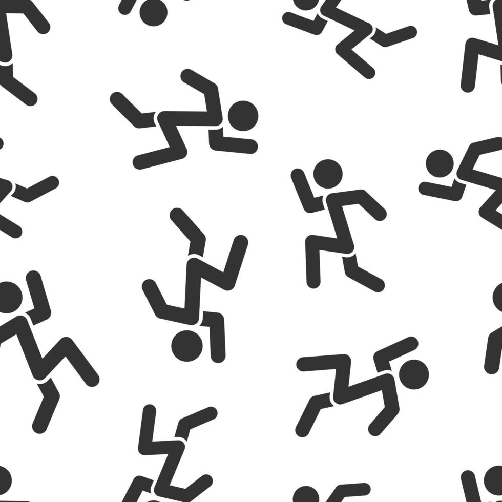 Run people icon in flat style. Jump vector illustration on white isolated background. Fitness seamless pattern business concept.