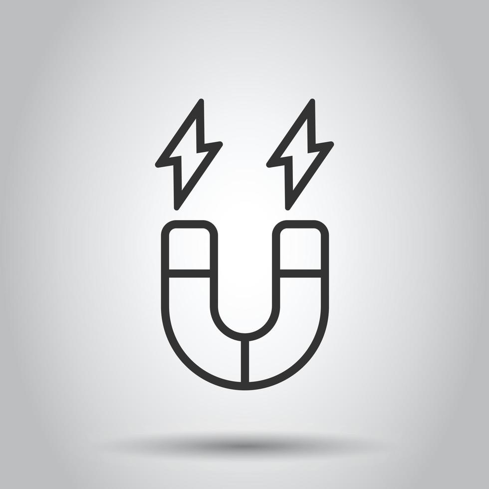 Magnet icon in flat style. Attract vector illustration on white isolated background. Electromagnetic business concept.