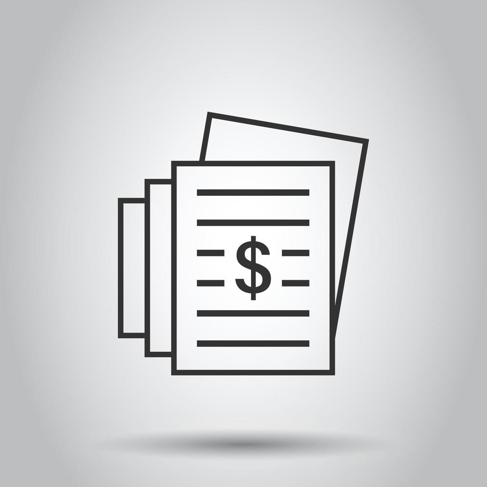 Financial statement icon in flat style. Document vector illustration on white isolated background. Report business concept.