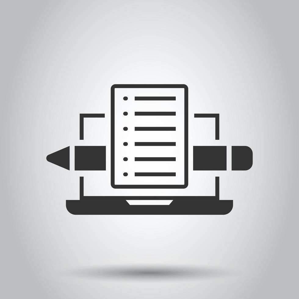 Blogging icon in flat style. Social media communication vector illustration on white isolated background. Content business concept.