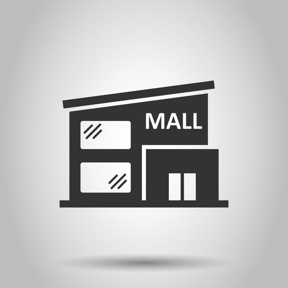 icono de centro comercial en estilo plano. almacenar ilustración vectorial sobre fondo blanco aislado. concepto de negocio de tienda. vector