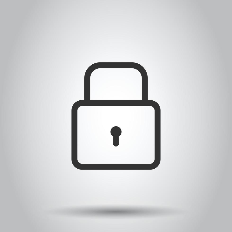 Padlock icon in flat style. Lock vector illustration on white isolated background. Private business concept.