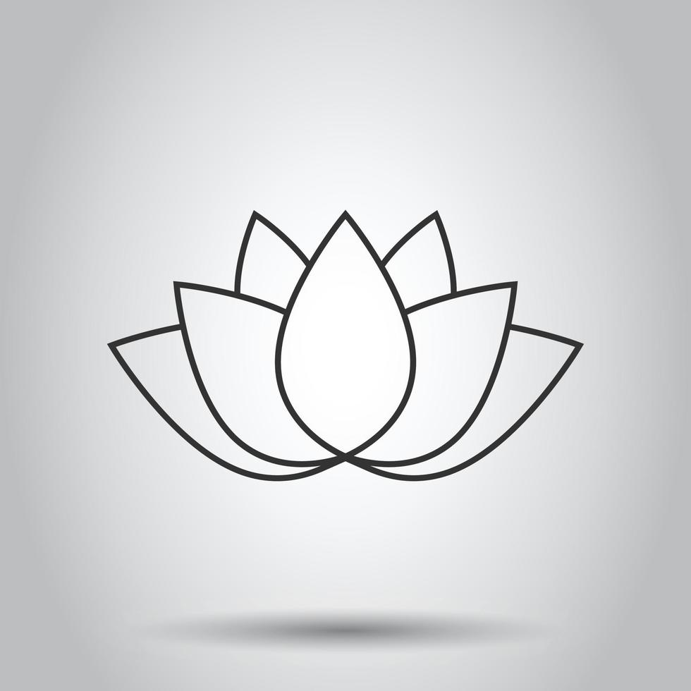 Lotus icon in flat style. Flower leaf vector illustration on white isolated background. Blossom plant business concept.