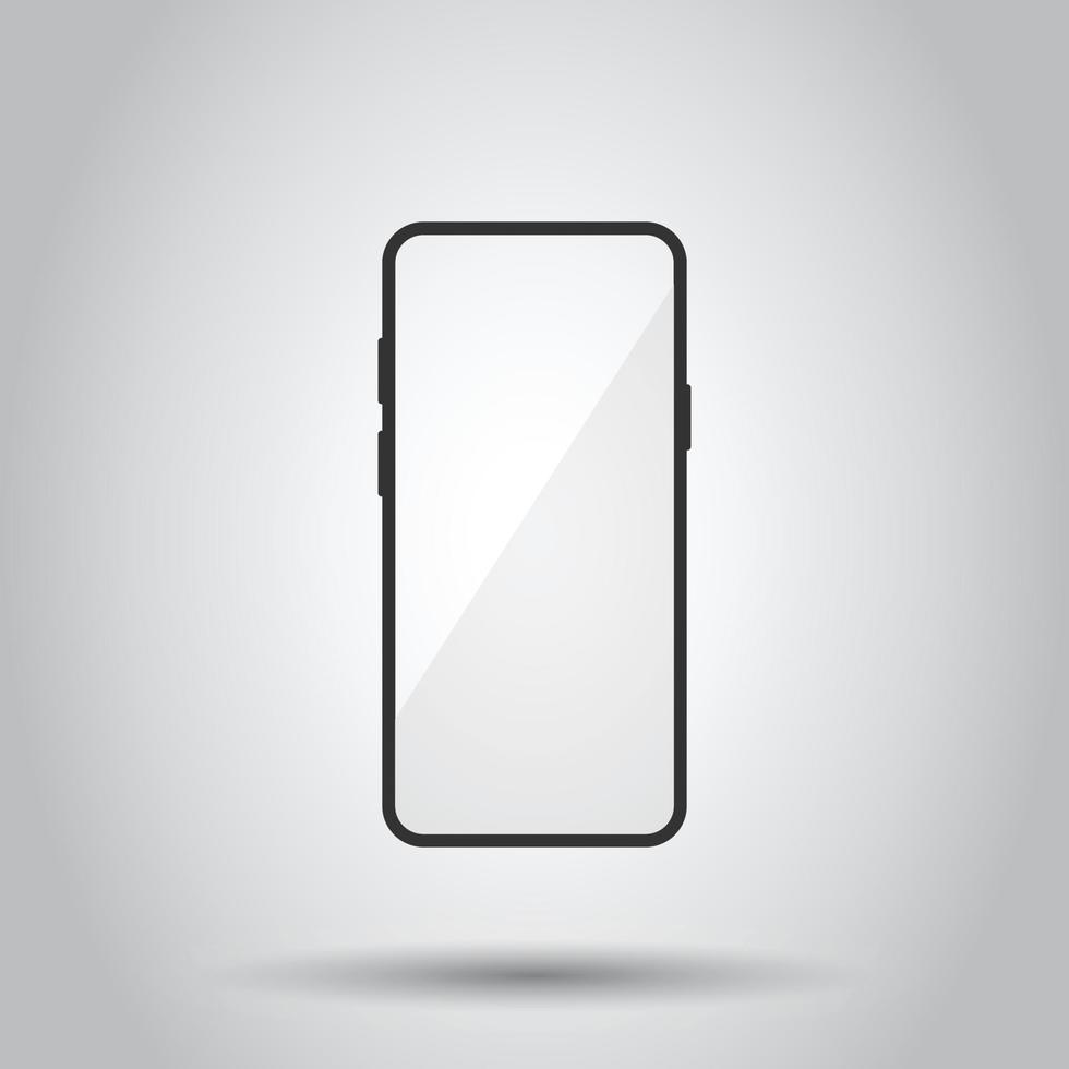 Smartphone blank screen icon in flat style. Mobile phone vector illustration on white isolated background. Telephone business concept.