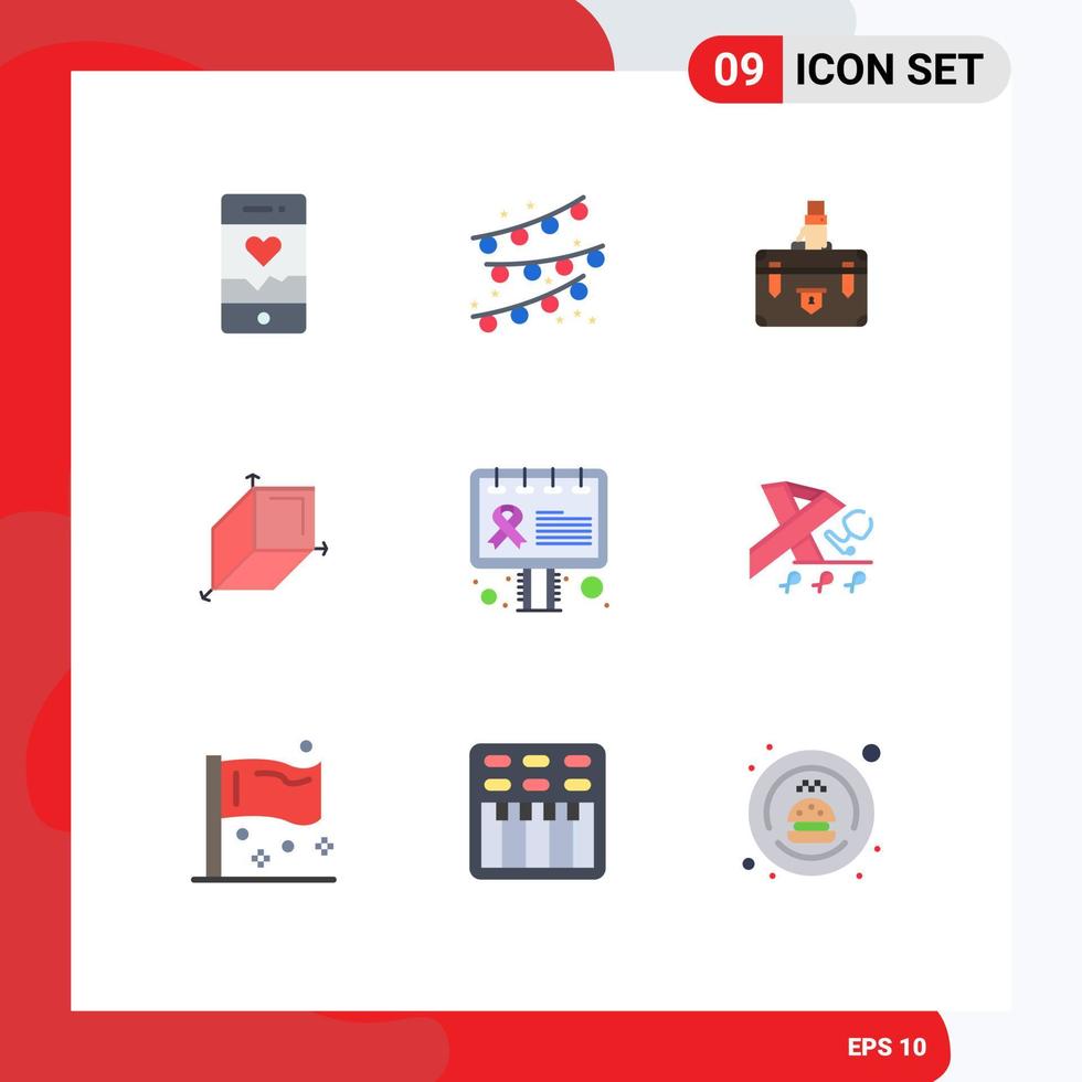 9 Universal Flat Colors Set for Web and Mobile Applications advertisement cuboid briefcase box marketing Editable Vector Design Elements
