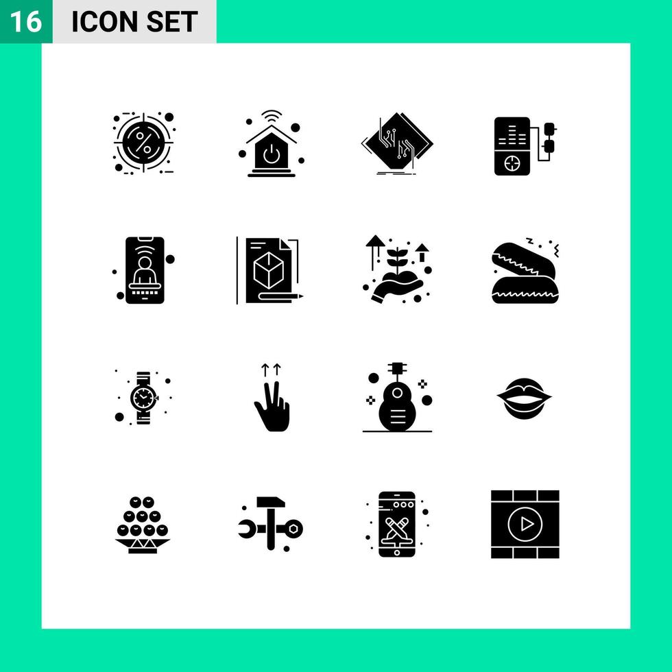 16 glifos sólidos vectoriales temáticos y símbolos editables del tablero de educación del usuario juegan elementos de diseño vectorial editables electrónicos vector