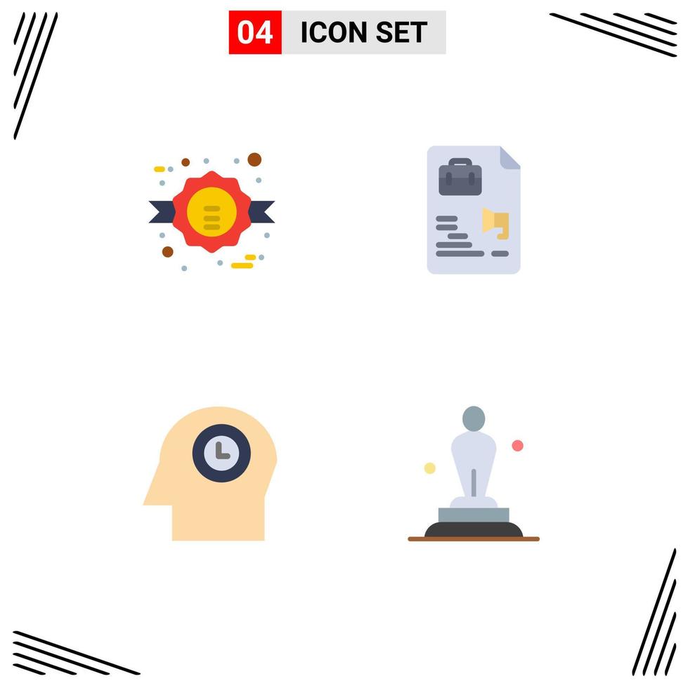 Set of 4 Commercial Flat Icons pack for black friday head sale job academy Editable Vector Design Elements