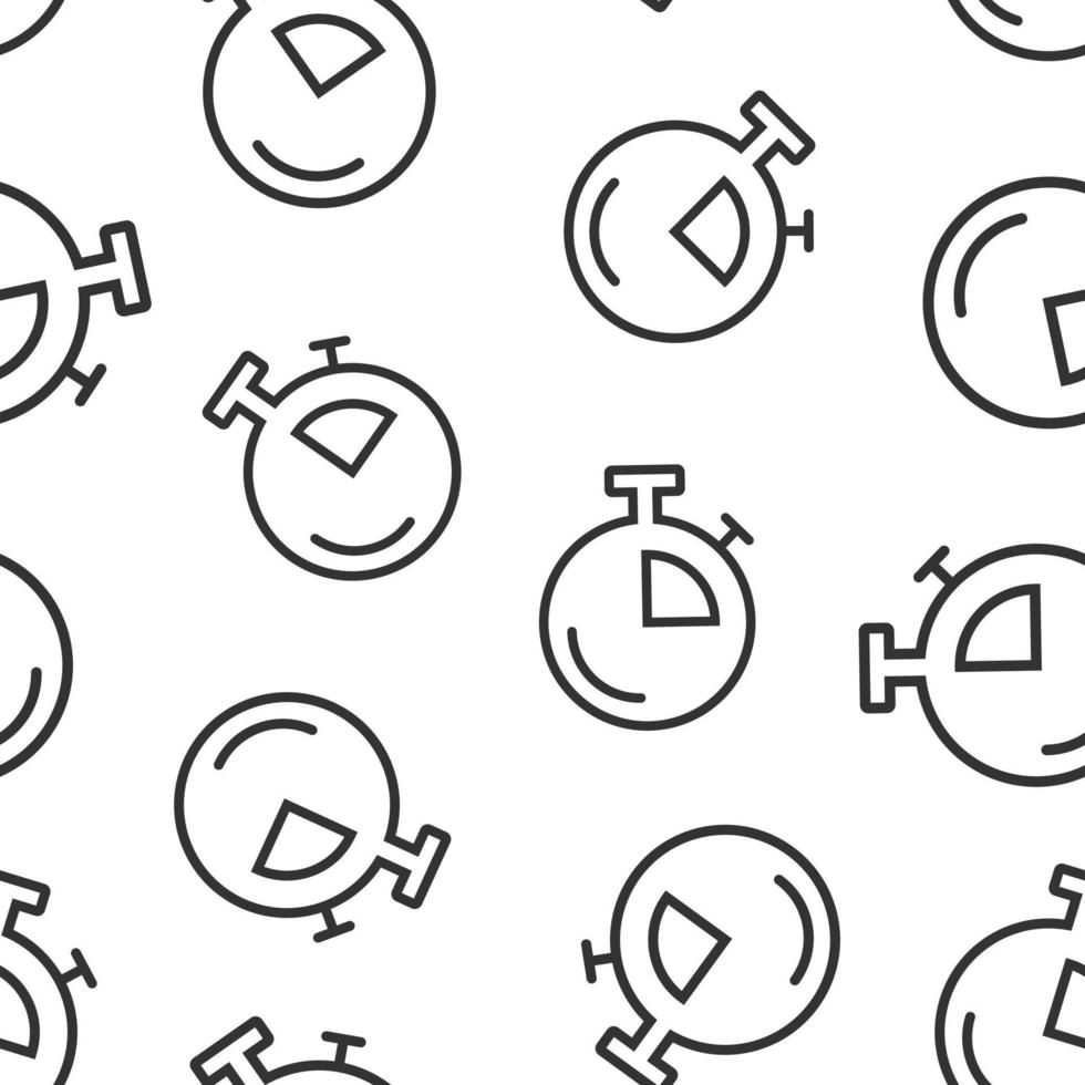 Clock icon in flat style. Watch vector illustration on white isolated background. Timer seamless pattern business concept.